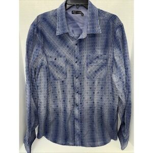 Smash Shirt Men's Size XL Blue Pattern Long Sleeve Snap Button Up